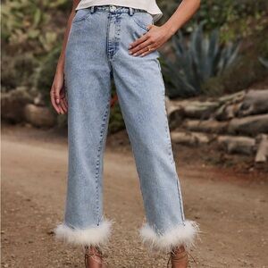 ADDISON FAUX FEATHER TRIM JEANS from 12th Tribe (large)